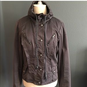 Monoreno Slate Aviator Cargo Funnel neck Jacket Large EUC